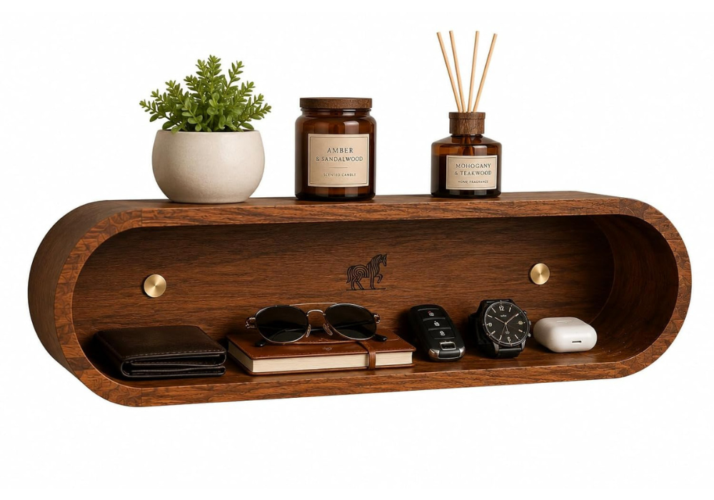 Solid Teak Wood Floating Wall Shelf - 3